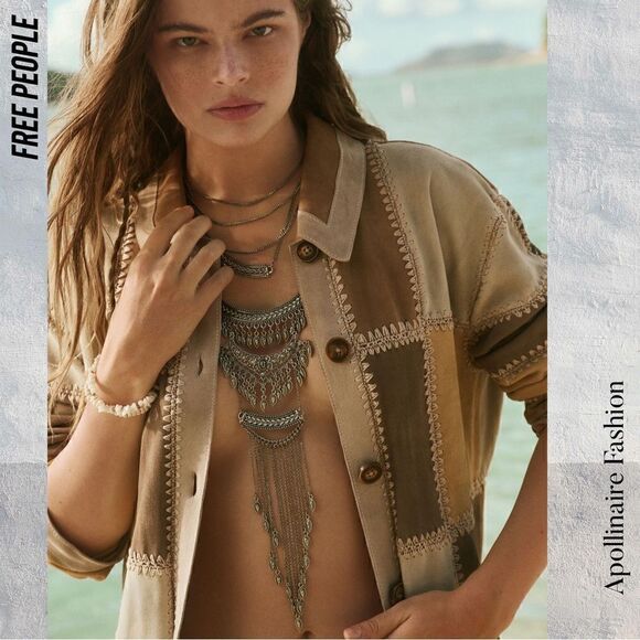 WE THE FREE EDIE CROCHET SUEDE LEATHER PATCHWORK JACKET NEW XL - Picture 6 of 10